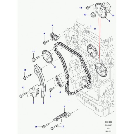 Land rover ecrou Defender 90, 110, 130, Discovery 3, Range Sport (LR002806)