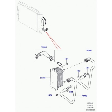 Land rover refroidisseur d'huile Evoque (LR002916)