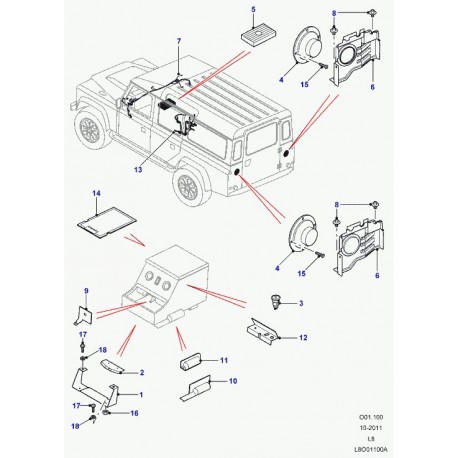 Land rover commande de volume sonore casque Defender 90, 110, 130 (LR003821)