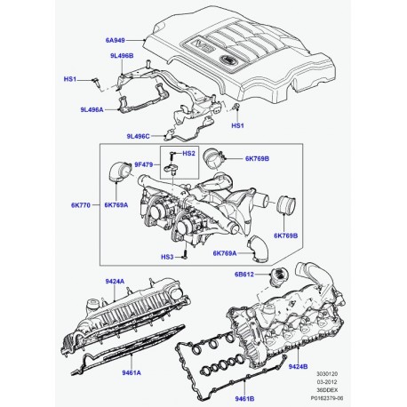 Land rover conduit d'air Range L322,  Sport (LR004076)