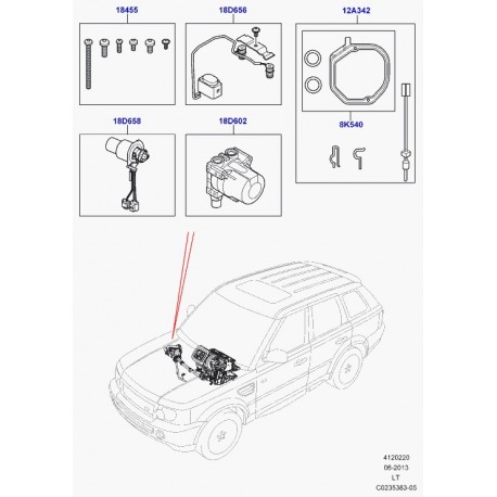 Land rover joint de radiateur de chauffage Discovery 3, Evoque, Range Sport (LR004141)