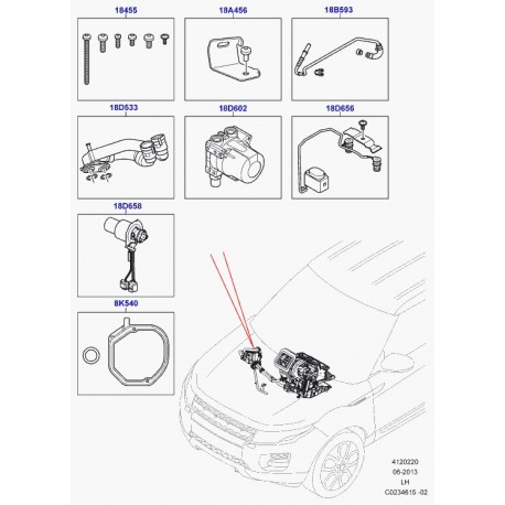 Land rover tuyau alimentation chauffage aux. Evoque (LR004142)