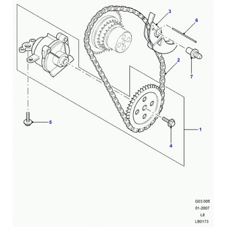 Land rover chaine-entrainementpompe à huile Defender 90, 110, 130 (LR004405)