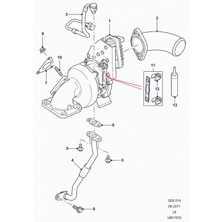 Land rover tuyau flexible de retour d'huile Defender 90, 110, 130 (LR004444)