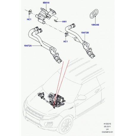 Land rover joint chauffage Evoque (LR004547)