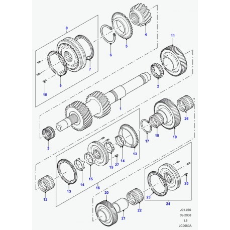 Land rover pignon de 2eme vitesse Defender 90, 110, 130 (LR004977)