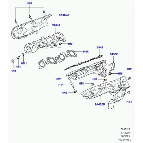 Land rover collecteur d'échappement Range L322 (LR005053)