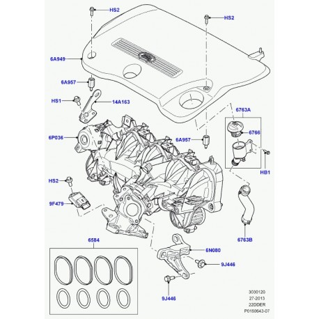 Land rover joint collecteur d'admission Evoque (LR005364)