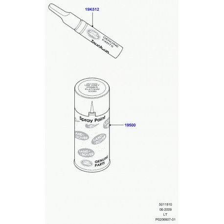 Land rover peinture bombe aerosol Defender 90, 110, 130, Discovery 3, Range Sport (LR005707)