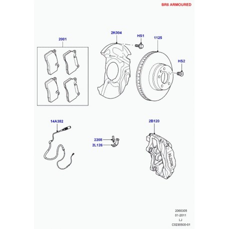 Land rover etrier frein ss plaq. porte garnit. Range L322 (LR005762)