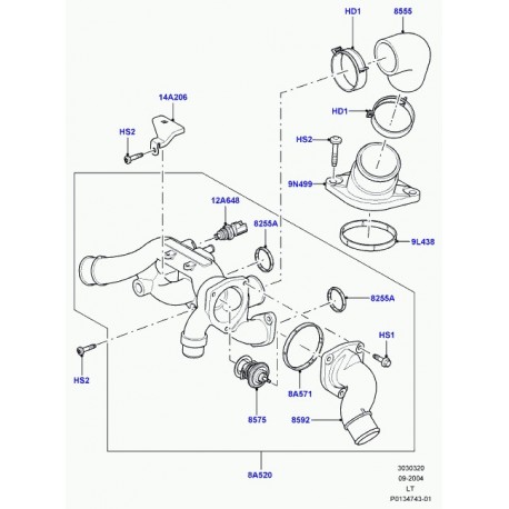 Land rover thermostat Discovery 4,  Range L322,  Sport (LR005765)