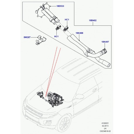 Land rover flexible de sortie de chauffage auxiliaire Evoque (LR006144)