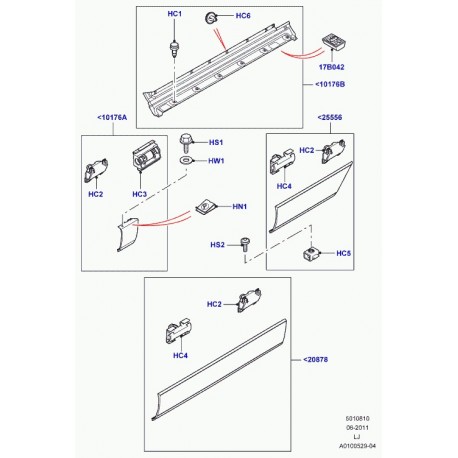 Land rover moulure exterieure porte avant droite Range L322 (LR006221)