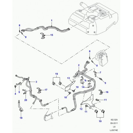 Land rover tuyau de combustible Defender 90, 110, 130 (LR006249)