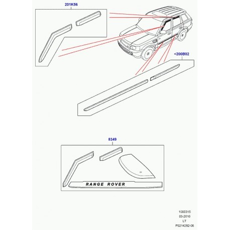 Land rover jeu deflecteur d'air Range Sport (LR006508)