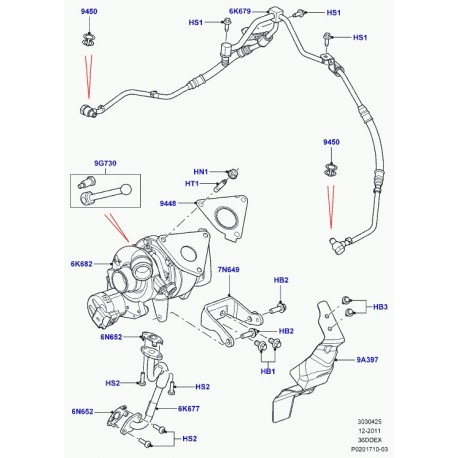 Land rover tube d'alimentationen huile Range L322,  Sport (LR006644)