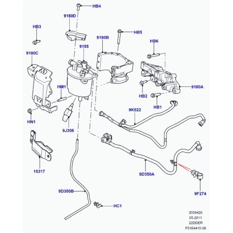 Land rover cache filtre a carburant Evoque (LR006662)