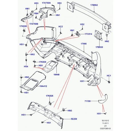 Land rover arretoir d'ecrou Evoque et Range L405 (LR006719)