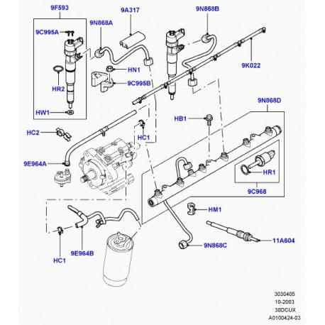 Land rover tube d'alimentationen combustible Range L322 (LR006794)