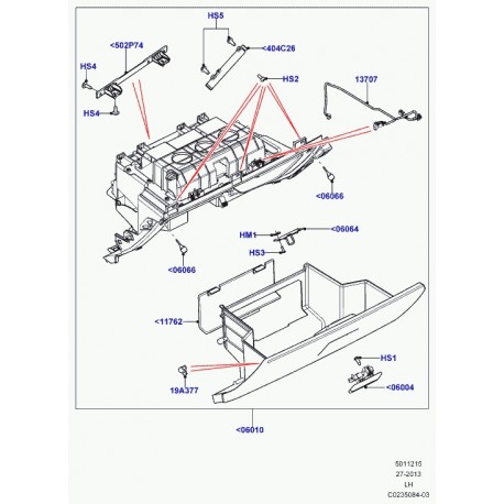 Land rover butee couvercle de boite a gants Evoque (LR007268)