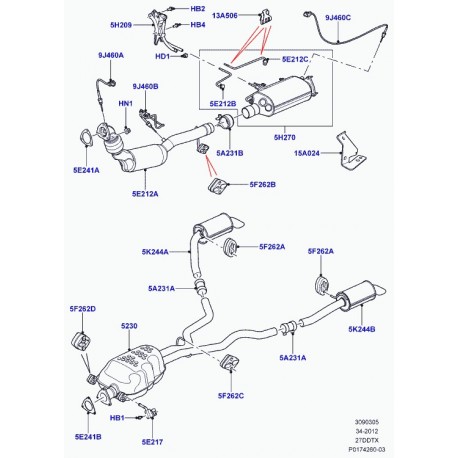 Land rover tuyau d'échappement Range Sport (LR007462)