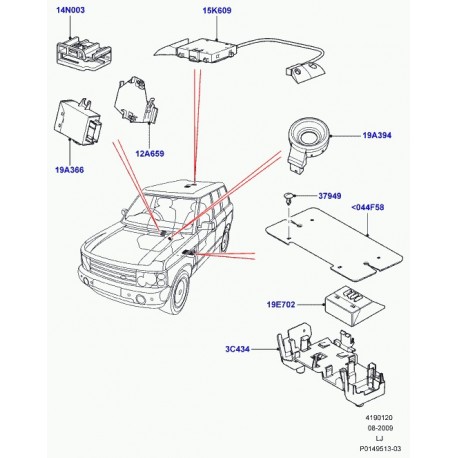 Land rover commande interface disp. anti-vol Range L322 (LR007752)
