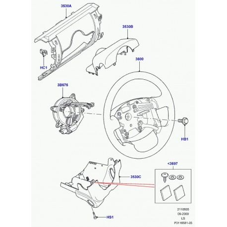 Land rover volant de direction Discovery 3 (LR008269)