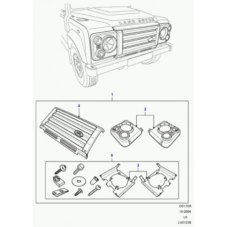 Land rover grille de radiateur Defender 90, 110, 130 (LR008364)