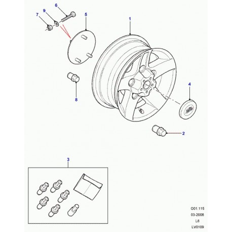 Land rover support roue de secours Defender 90, 110, 130 (LR008903)