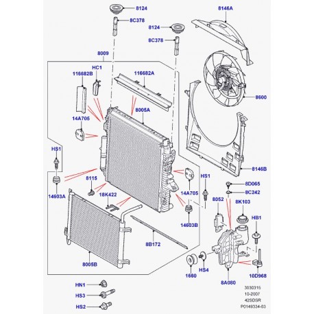 Land rover radiateur Range Sport (LR009007)