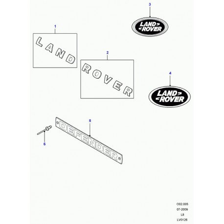 Land rover embleme plastique " LAND" Defender 90, 110, 130 (LR009137)