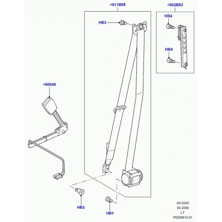 Land rover ceinture de securite Discovery 3, Range Sport (LR009282)