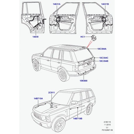 Land rover cablage hayon Range L322 (LR009748)