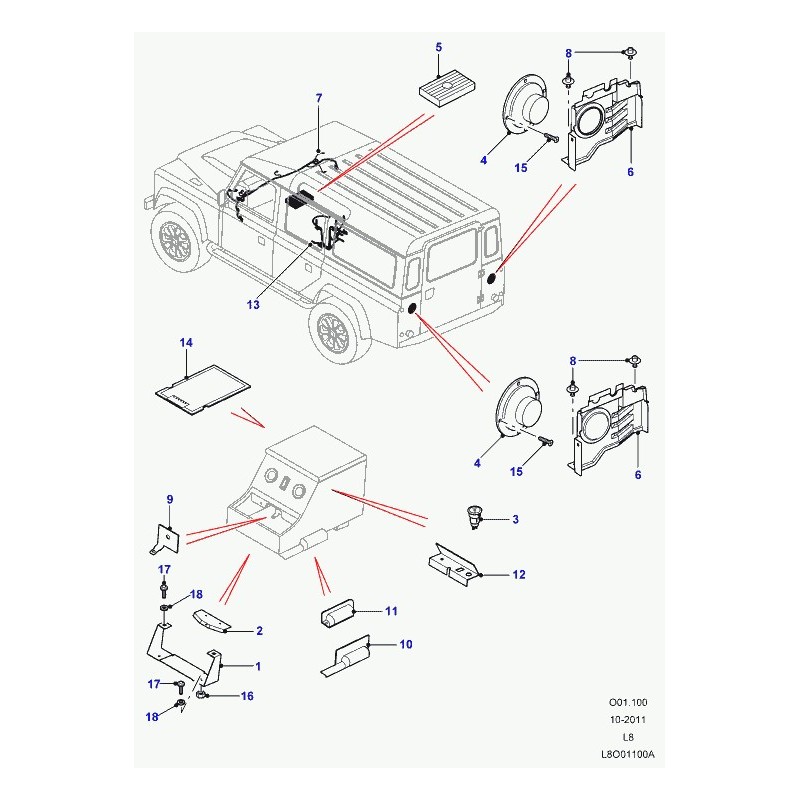 Boîte de rangement latérale noire pour Land Rover Defender L663