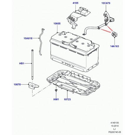 Land rover bac de batterie sans support Range L322 (LR010162)