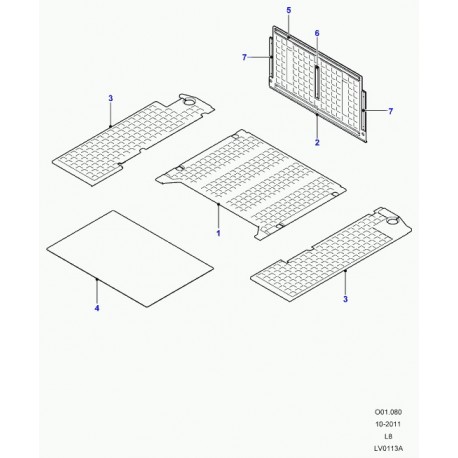 Land rover tapis arrière Defender 90, 110, 130 (LR010323)