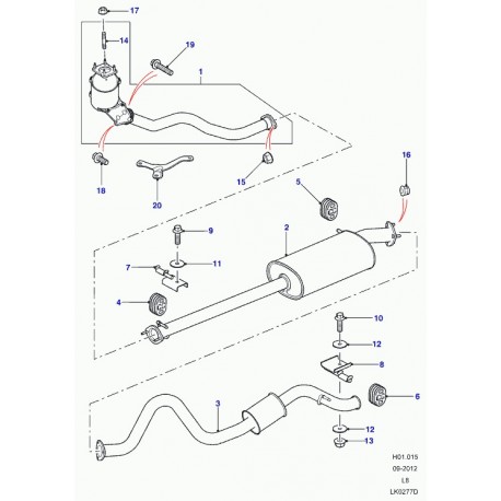 Land rover goujon échappement Defender 90, 110, 130 (LR010517)