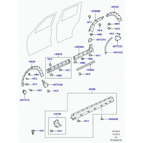 Land rover moulding front wheel arch Discovery 3 (LR010631)
