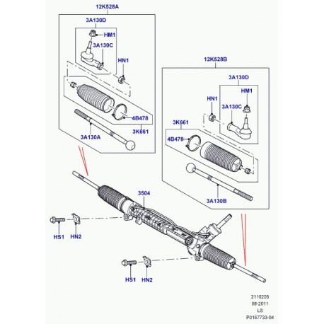 Land rover Kit biellette et rotule gauche  de cremaillere Discovery 3 (LR010669)