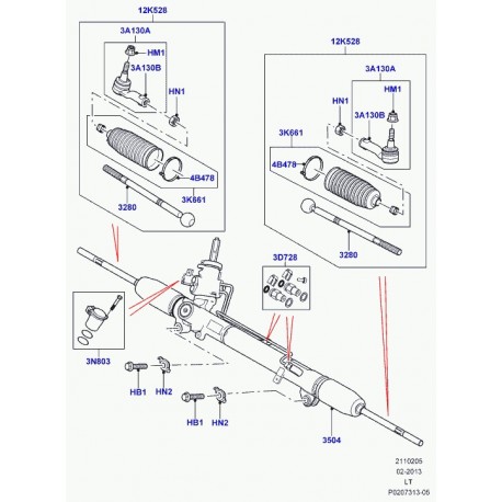 Land rover kit reparation cremaillere direction Range Sport (LR010673)