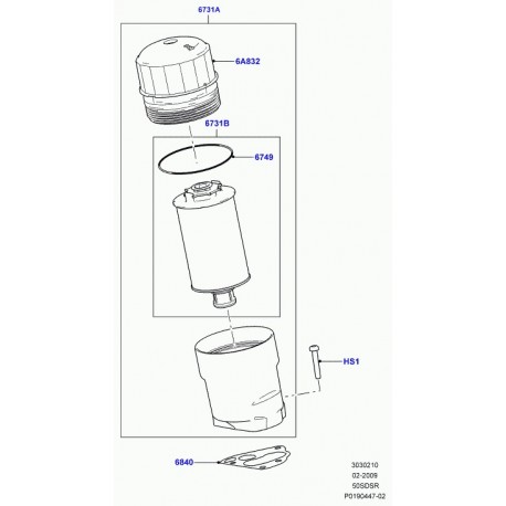 Land rover joint filtre a huile sur bloc-cylindre Range Sport (LR010735)