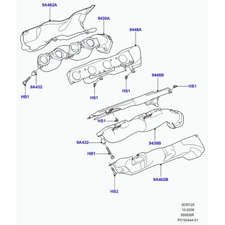 Land rover collecteur d'échappement Range Sport (LR010834)