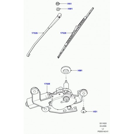 Land rover moteur d'essuie-glace arriere Range L322 (LR010920)