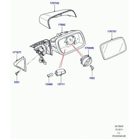 Land rover glace retroviseur exterieur Range L322 (LR011042)