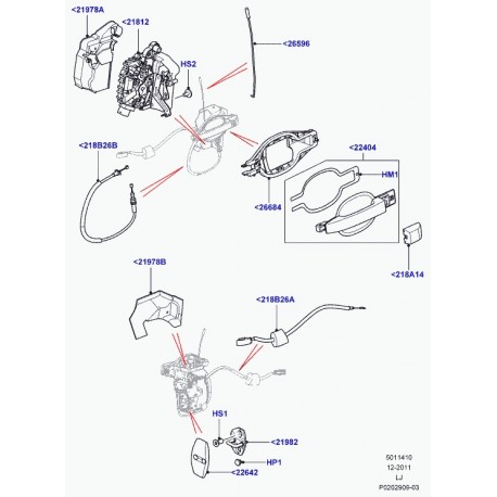 Land rover cable serrure de porte Range L322 (LR011173)