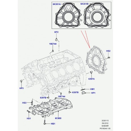Land rover fixation et bague-vilebrequin Range Sport (LR011219)