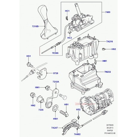 Land rover levier de changement de vitesses Range L322 (LR011405)