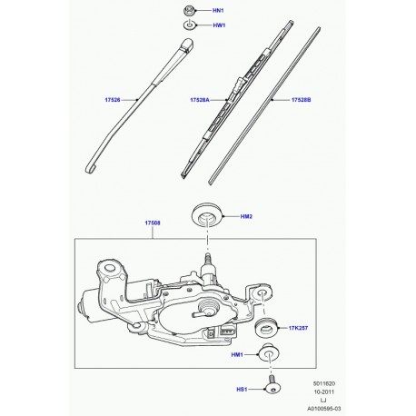 Land rover balai d'essuie glace arriere Range L322 (LR012047)