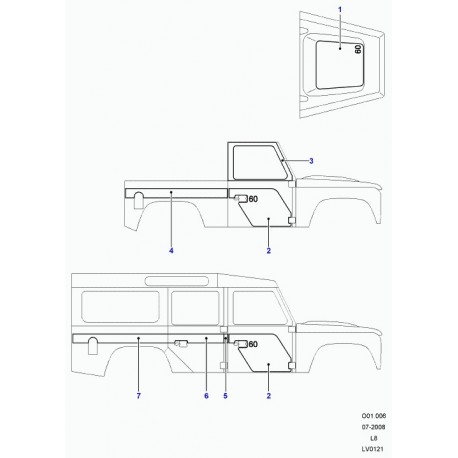 Land rover decalque Defender 90, 110, 130 (LR012060)