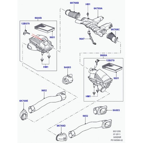 Land rover capteur arrivee d'air principale Discovery 4,  Range L322,  Sport (LR012073)